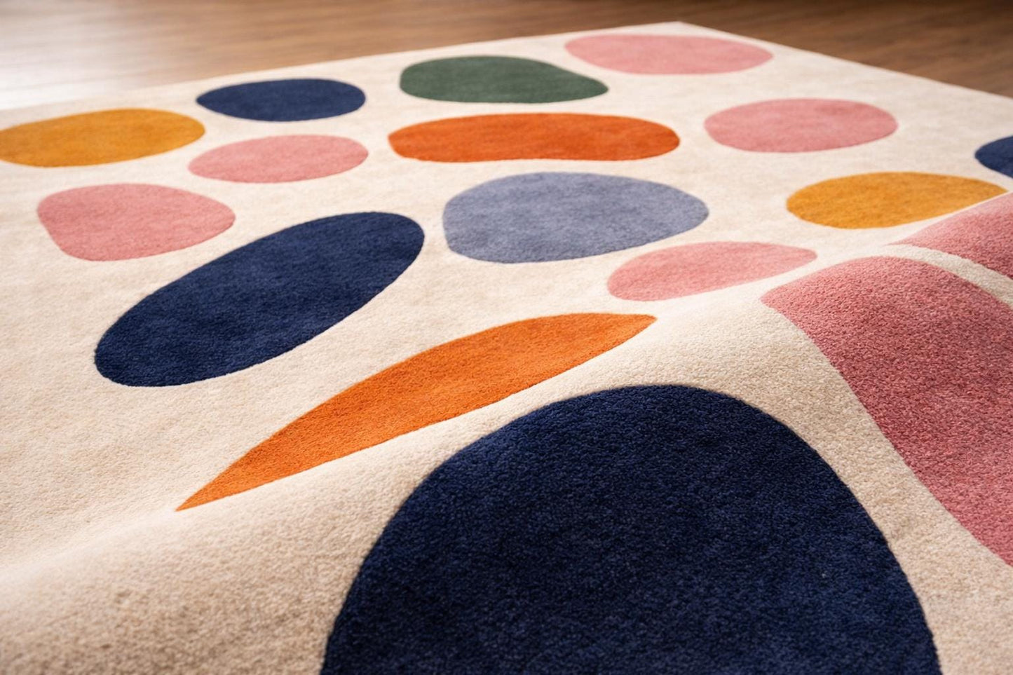 Colorful Abstract Hand made Wool Area Rug, Modern Geometric Carpet for interior