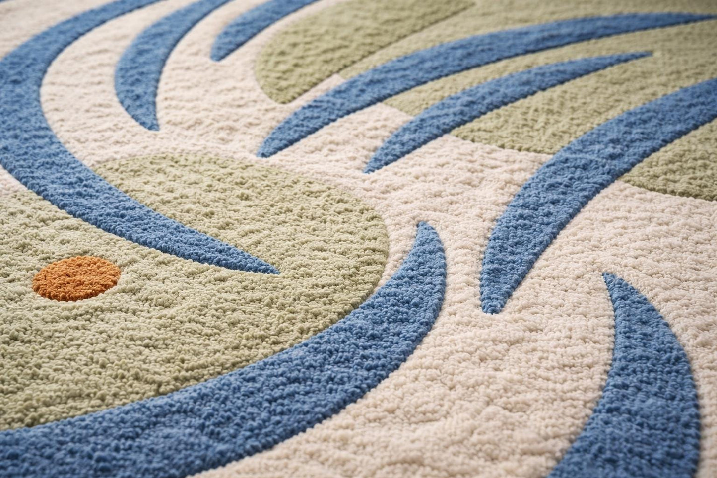 Hand Tufted Wool Rug, Abstract Blue Green Area Carpet, Modern Living Room Art
