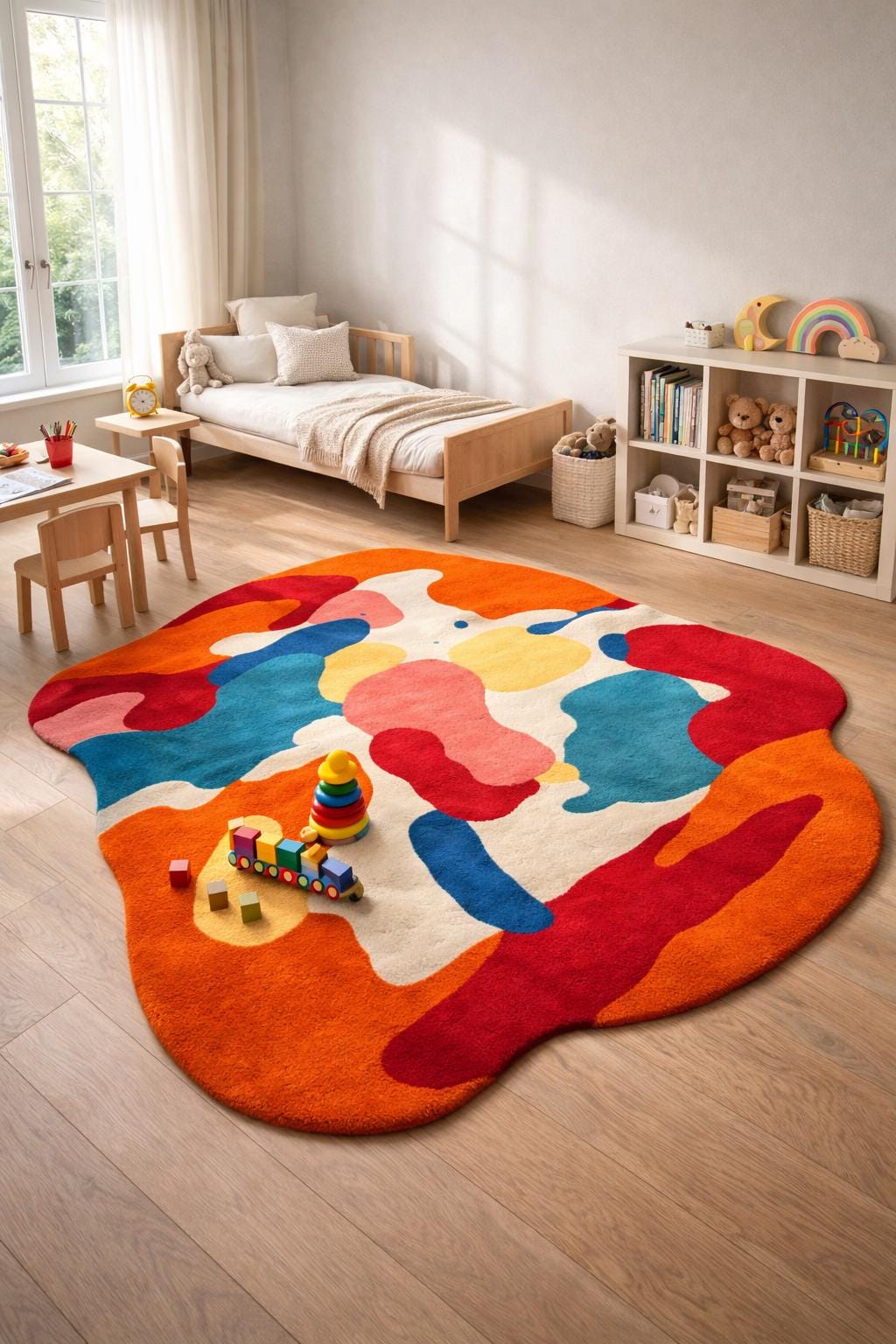 Hand Tufted Abstract Rug, Organic Shape Modern Boho Carpet, Statement Home Decor