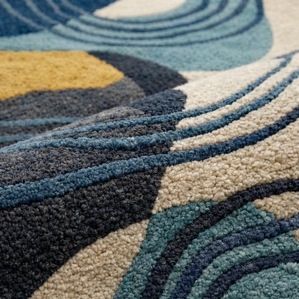 Hand Tufted New Zealand Wool Abstract Area Rug, Modern Geometric Living Room Carpet