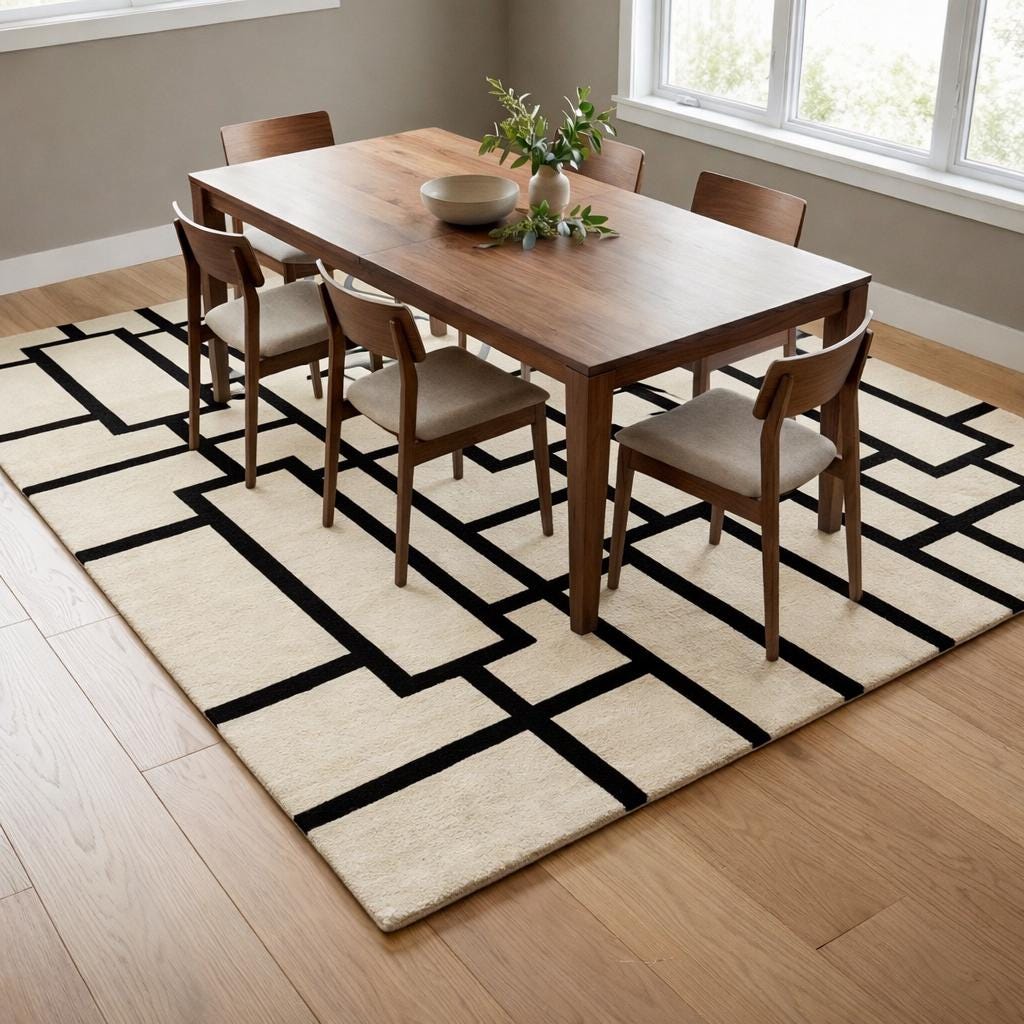 Hand Tufted New Zealand Wool Rug, Modern Geometric Area Carpet