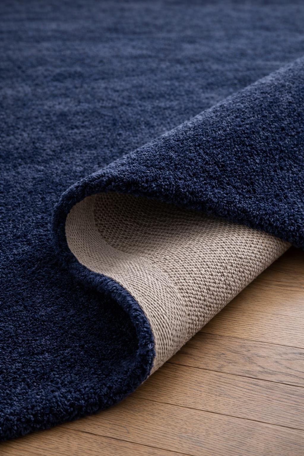 Hand Tufted Wool Rug | Handmade Solid Dark Blue Area Rug | Minimalist Carpet