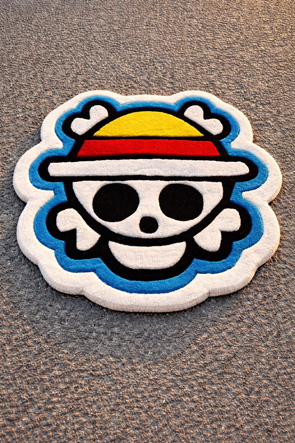 Anime Skull Straw Hat Tufted Rug, Pirate Punch Needle Carpet, Cartoon Room Decor