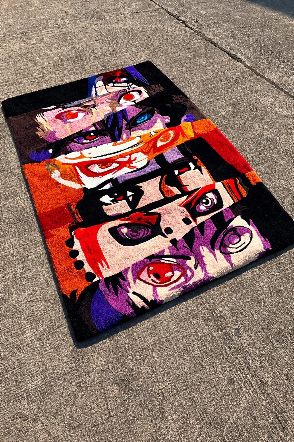 Anime Eyes Tufted Rug, Handmade Character Art Carpet, Otaku Room Decor Floor Rug