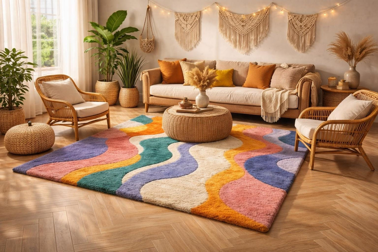 Hand Tufted Abstract Wavy New Zealand Wool Rug (8x10)