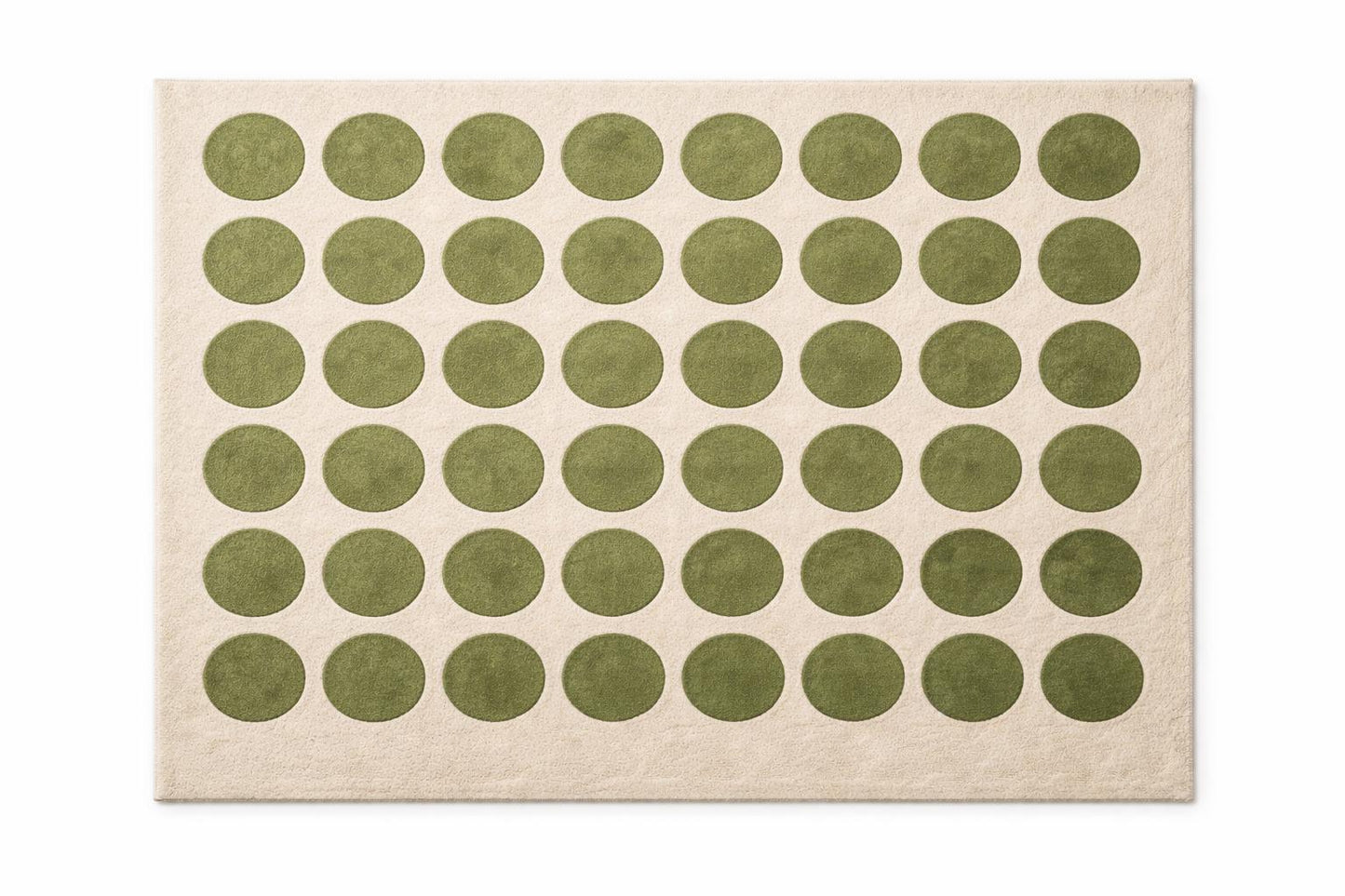 Hand Tufted Wool Area Rug 8x10 | Green Polka Dot Carpet, Boho Living Room Home
