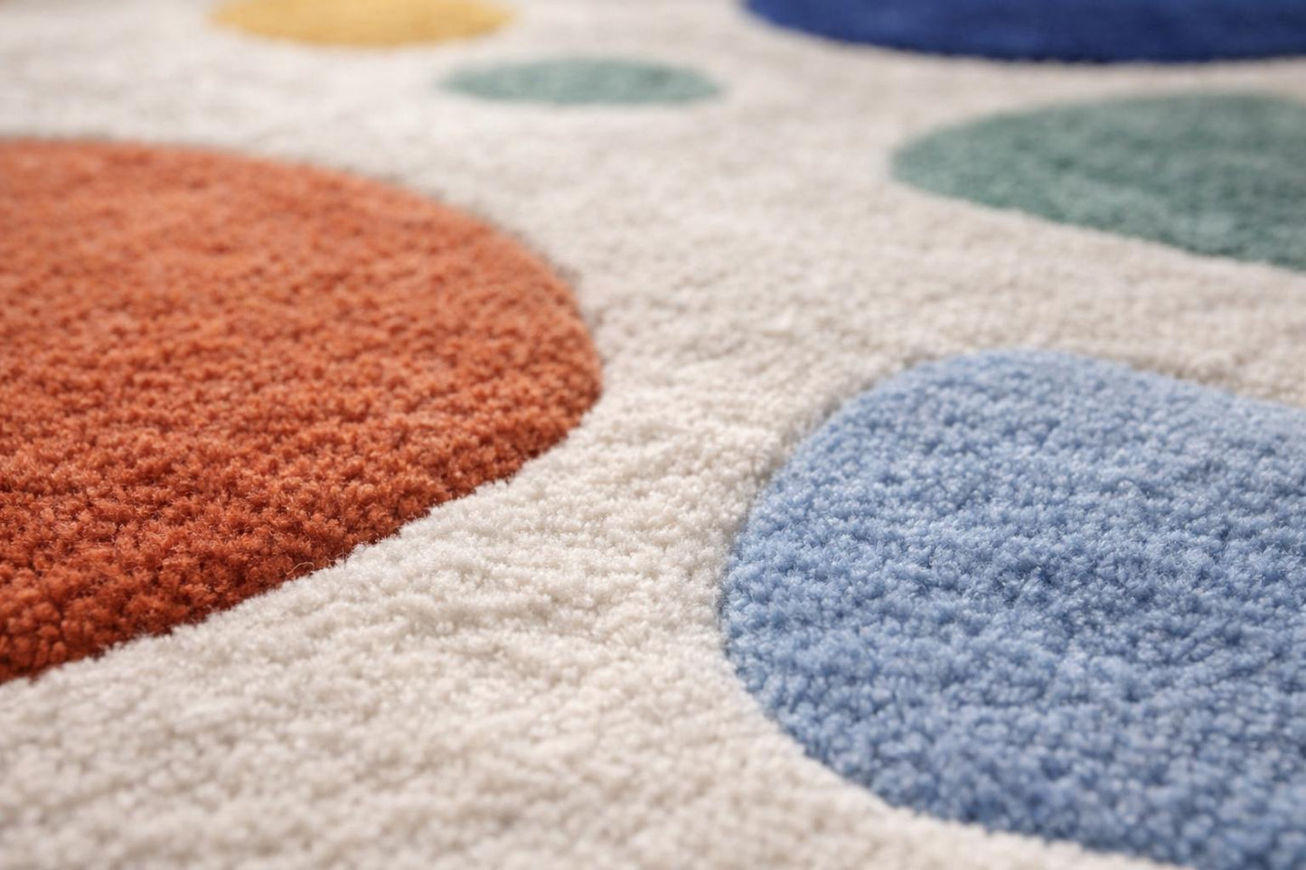 Hand-Tufted Wool Round Rug, Multicolor Pebble Pattern, Modern Kids Playroom Decor