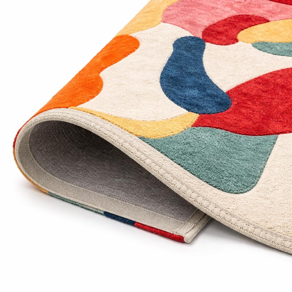 Hand Tufted Abstract Rug, Organic Shape Modern Boho Carpet, Statement Home Decor