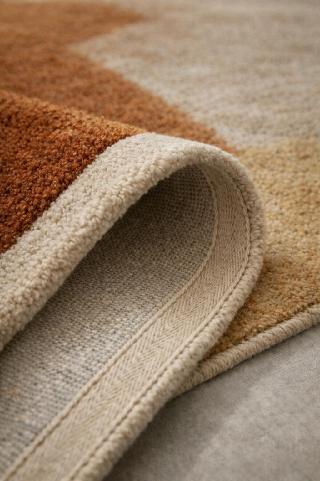 Hand Tufted Wool Floral Rug, Terracotta Beige, Modern Accent