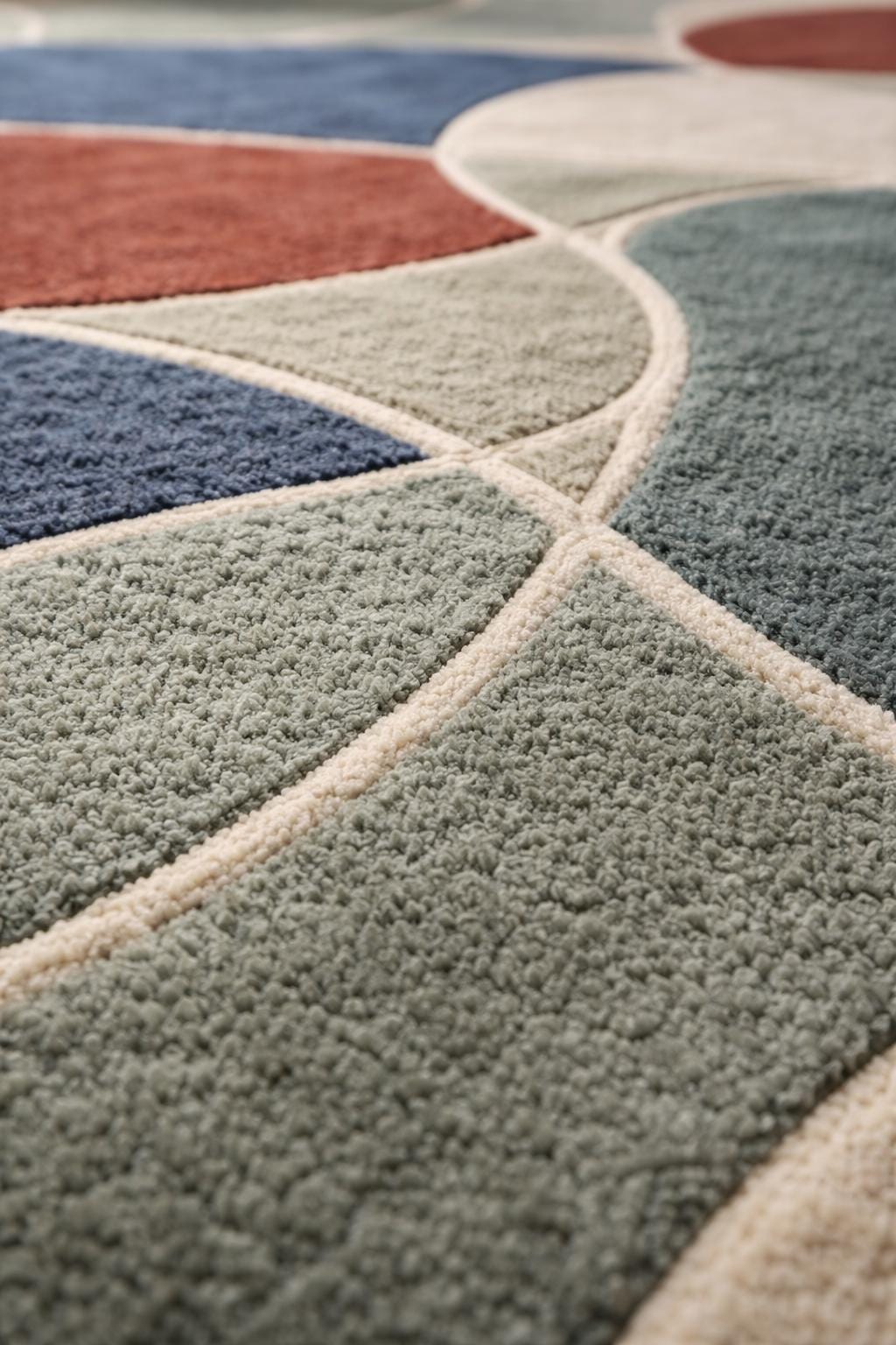 Handmade Abstract Geometric Wool Rug, Modern Interior Scandinavian Plush Carpet