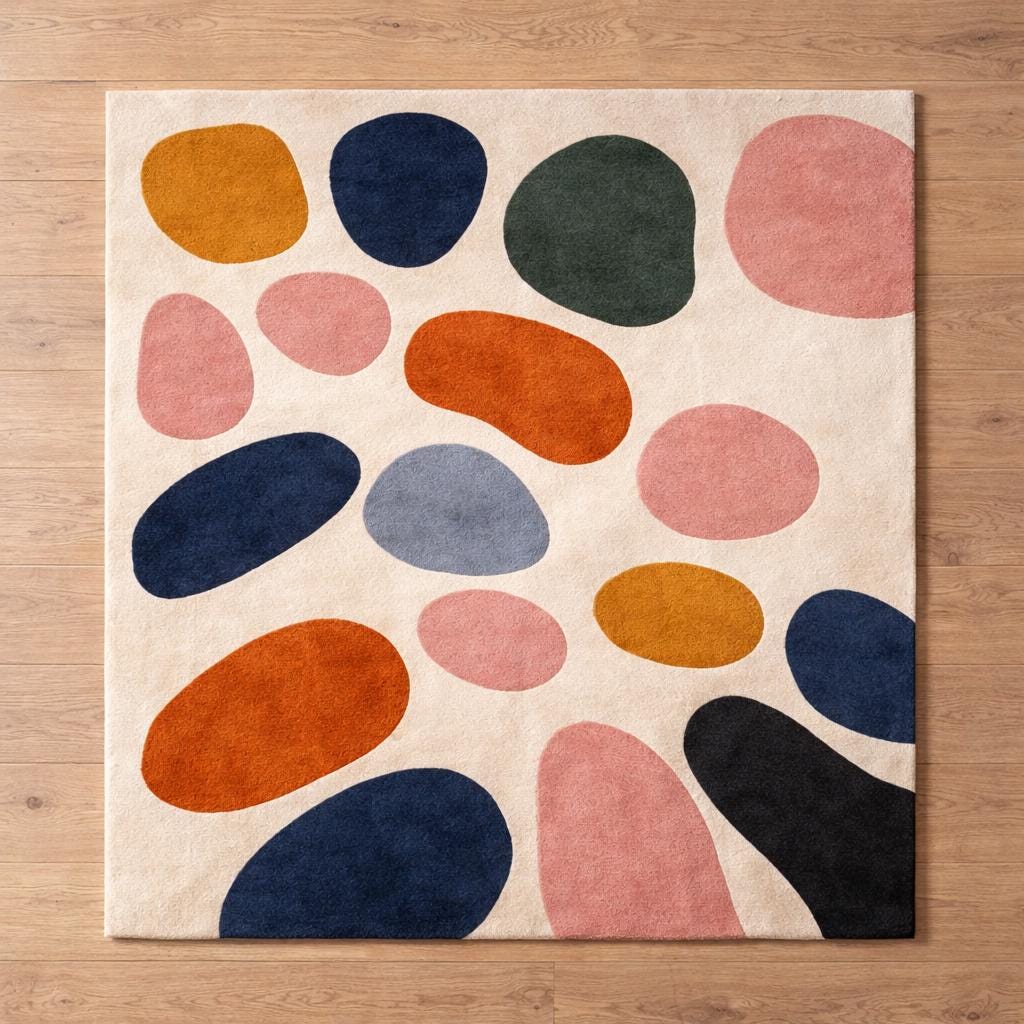 Colorful Abstract Hand made Wool Area Rug, Modern Geometric Carpet for interior