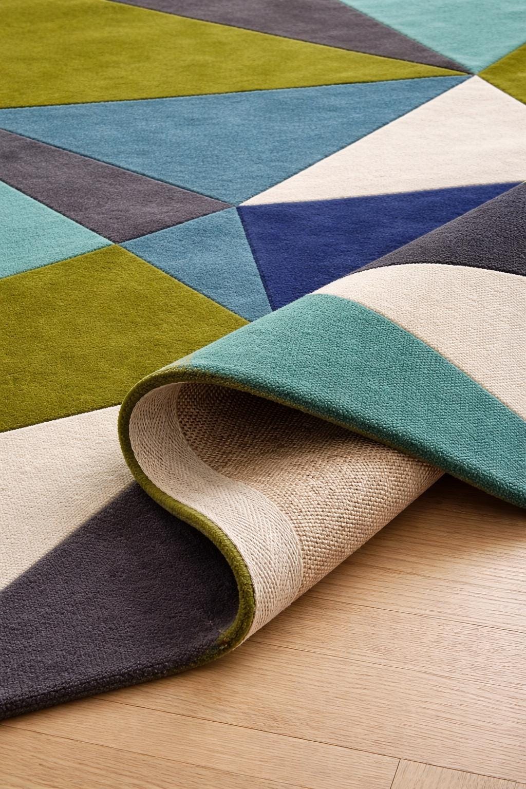 Hand Tufted Wool Geometric Rug | Modern Abstract Blue Green Area Carpet 8x10