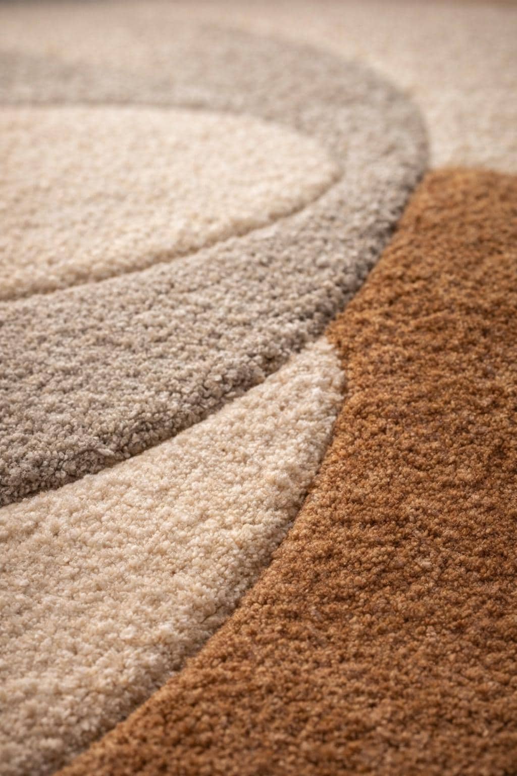 Handmade Tufted Wool Rug | Modern Abstract Circular Design, Neutral Luxury Carpet