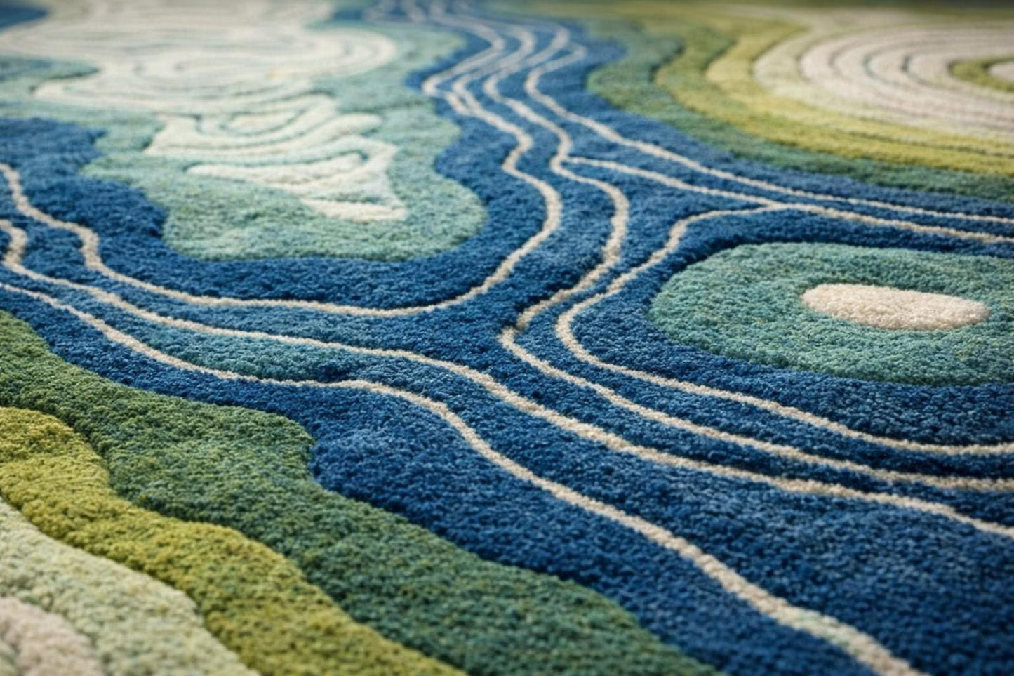 Handmade Topographic Wool Rug, Contemporary Artistic Area Rug