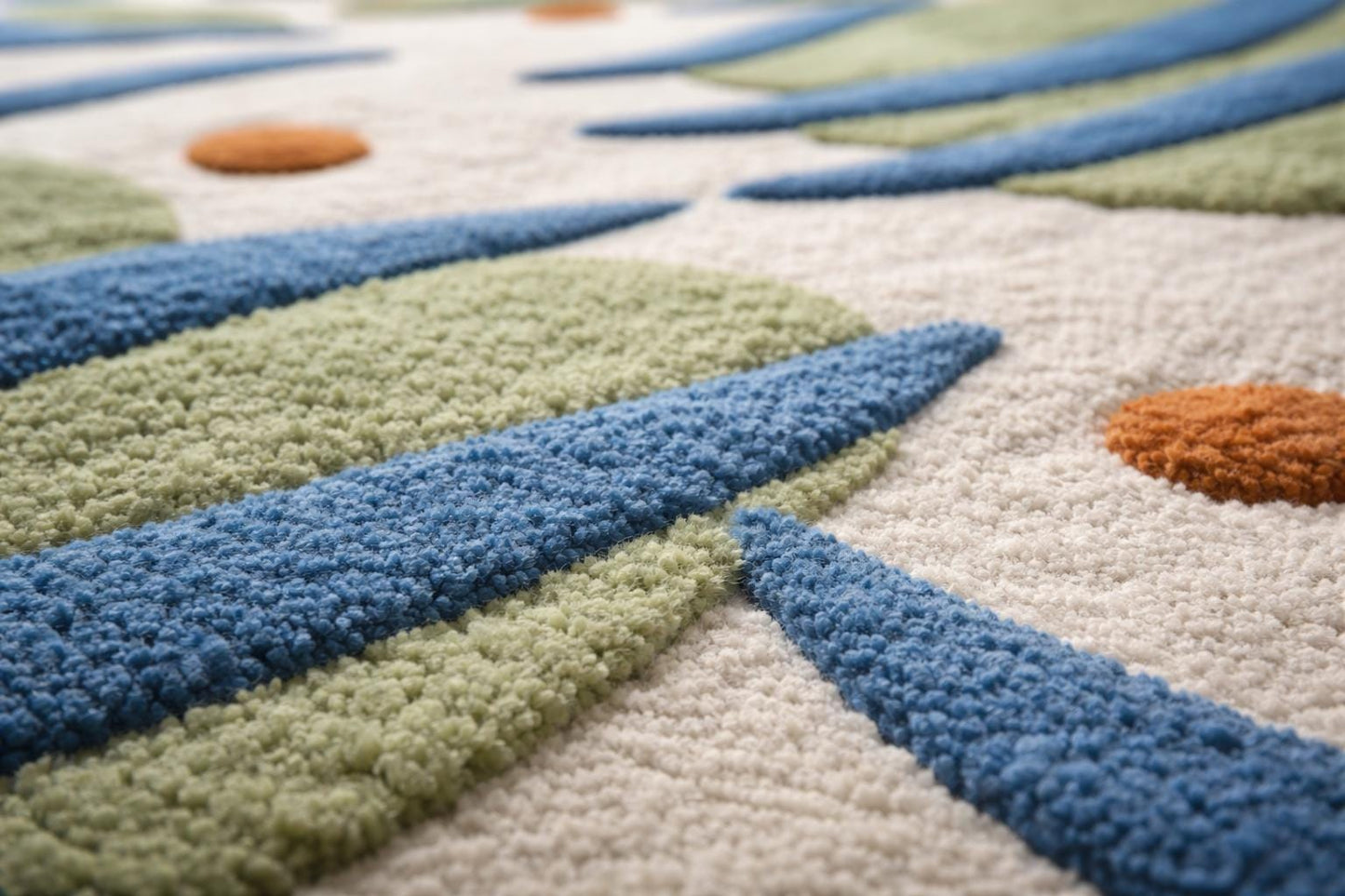Hand Tufted Wool Rug, Abstract Blue Green Area Carpet, Modern Living Room Art