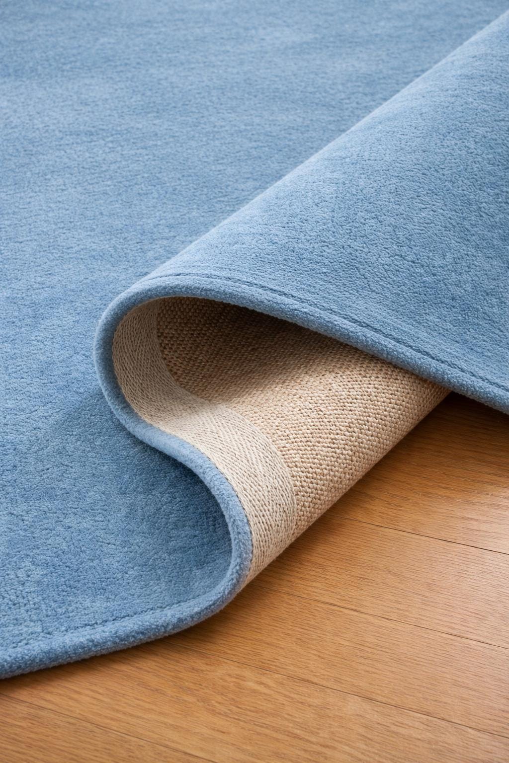 Solid Blue Hand-Tufted Wool Rug, Minimalist Scandinavian Carpet, Living Room Area Rug