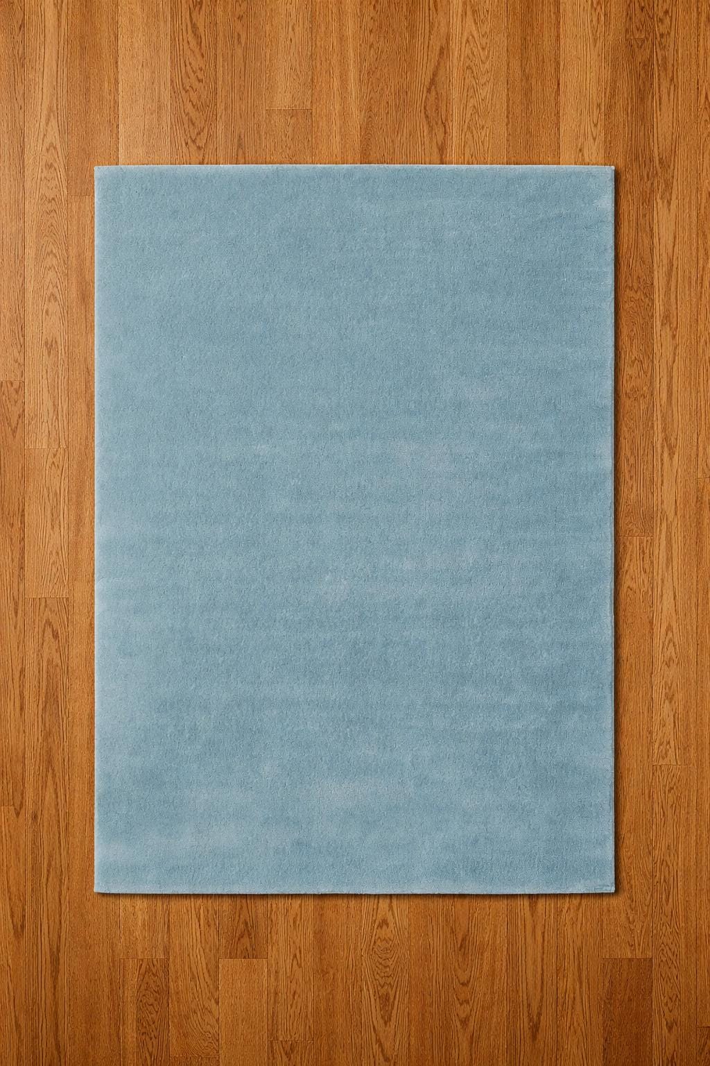 Solid Blue Hand-Tufted Wool Rug, Minimalist Scandinavian Carpet, Living Room Area Rug