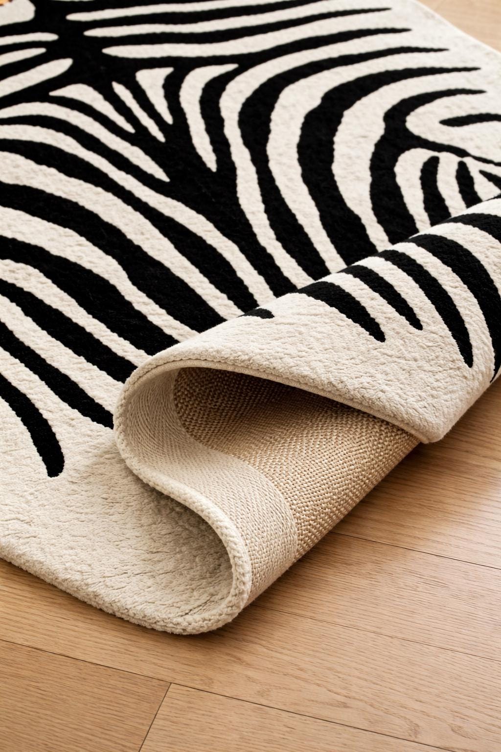 Hand Tufted Wool Zebra Hide Rug, Black White Animal Safari Area Rug
