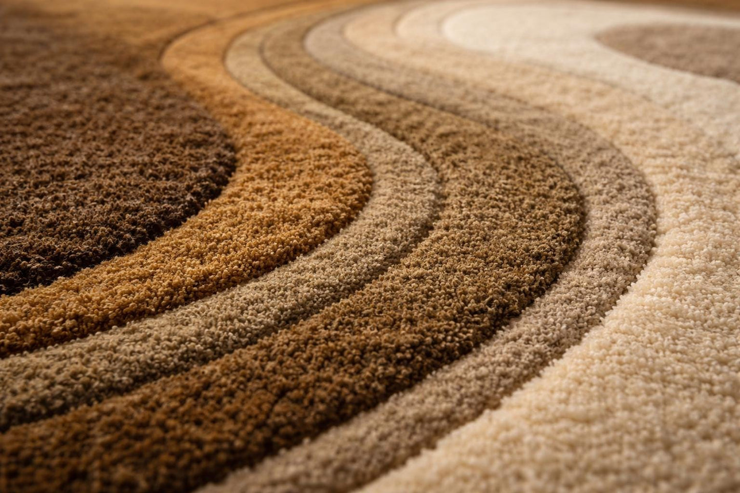 Handmade Abstract Swirl Wool Rug, Scandinavian Brown Beige Living Room Carpet (8x10 ft)