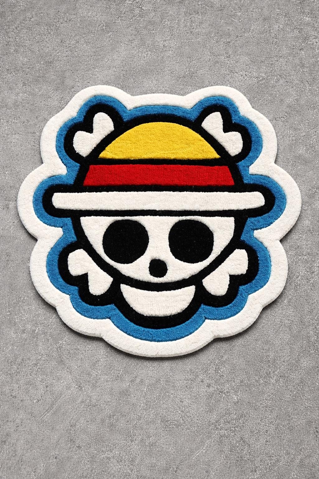 Anime Skull Straw Hat Tufted Rug, Pirate Punch Needle Carpet, Cartoon Room Decor