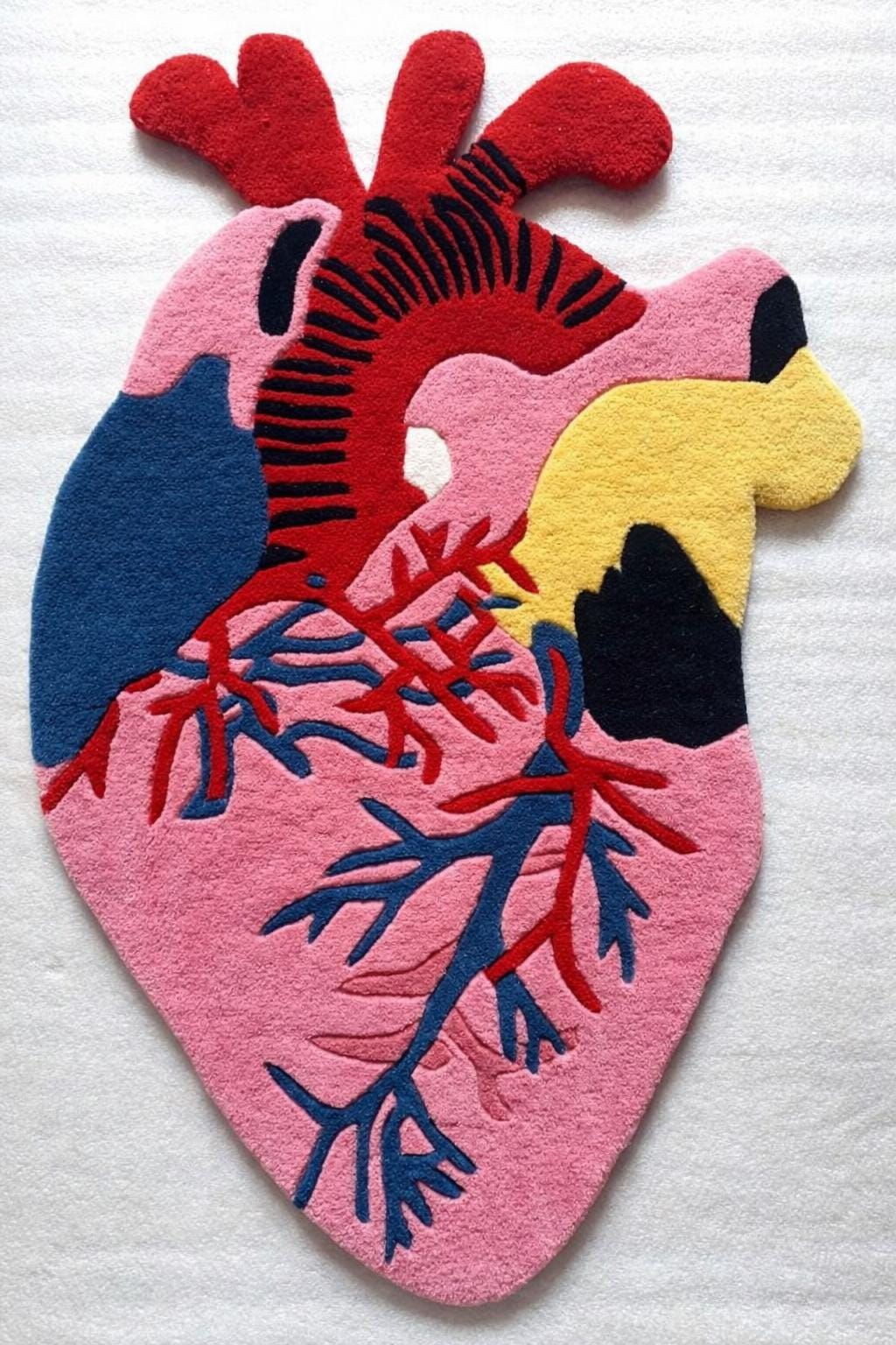 Handmade Anatomical Heart Tufted Rug, New Zealand Wool Floor Carpet