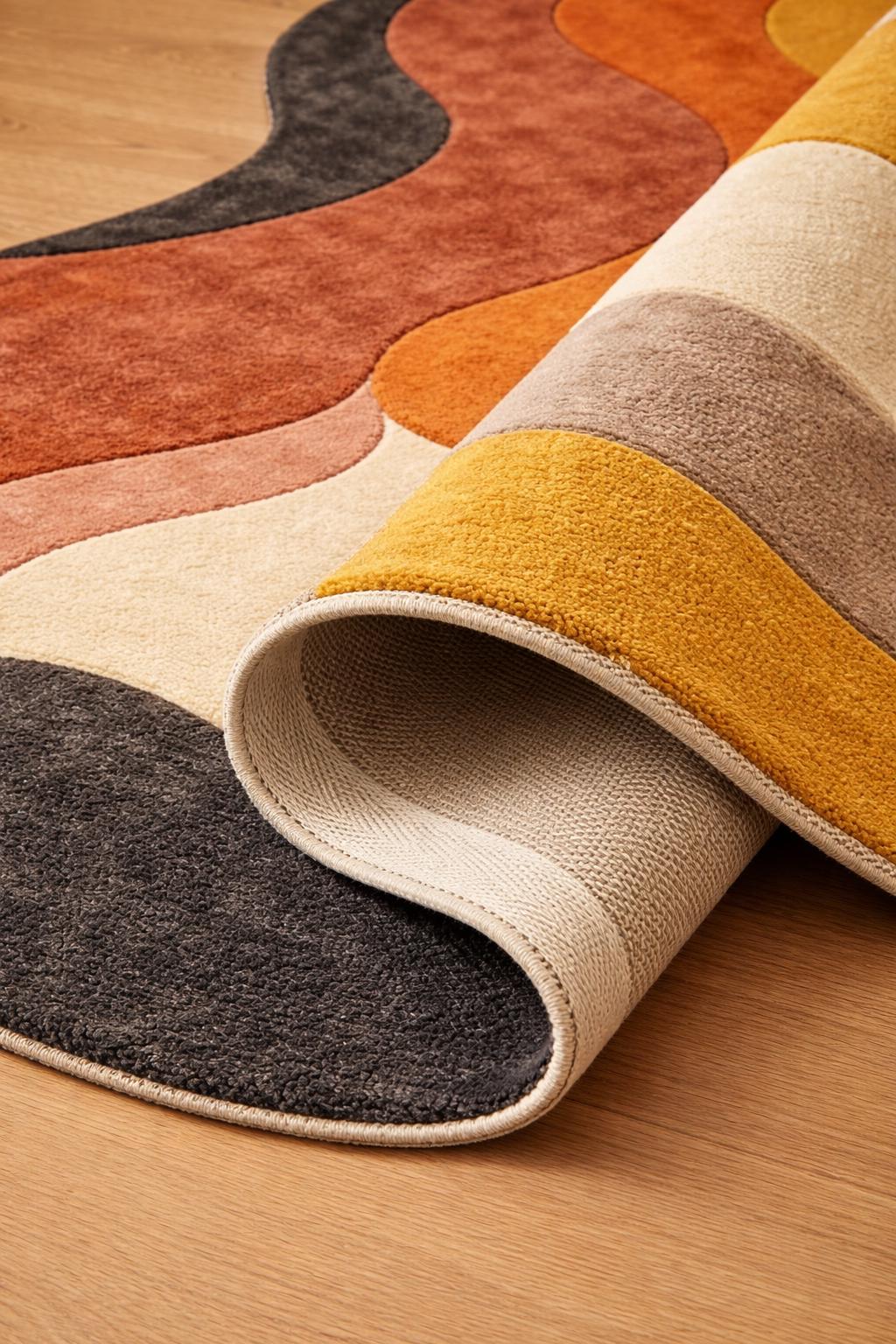 Handmade Abstract New Zeland Wool Area Rug, Organic Interior Contemporary Plush Carpet