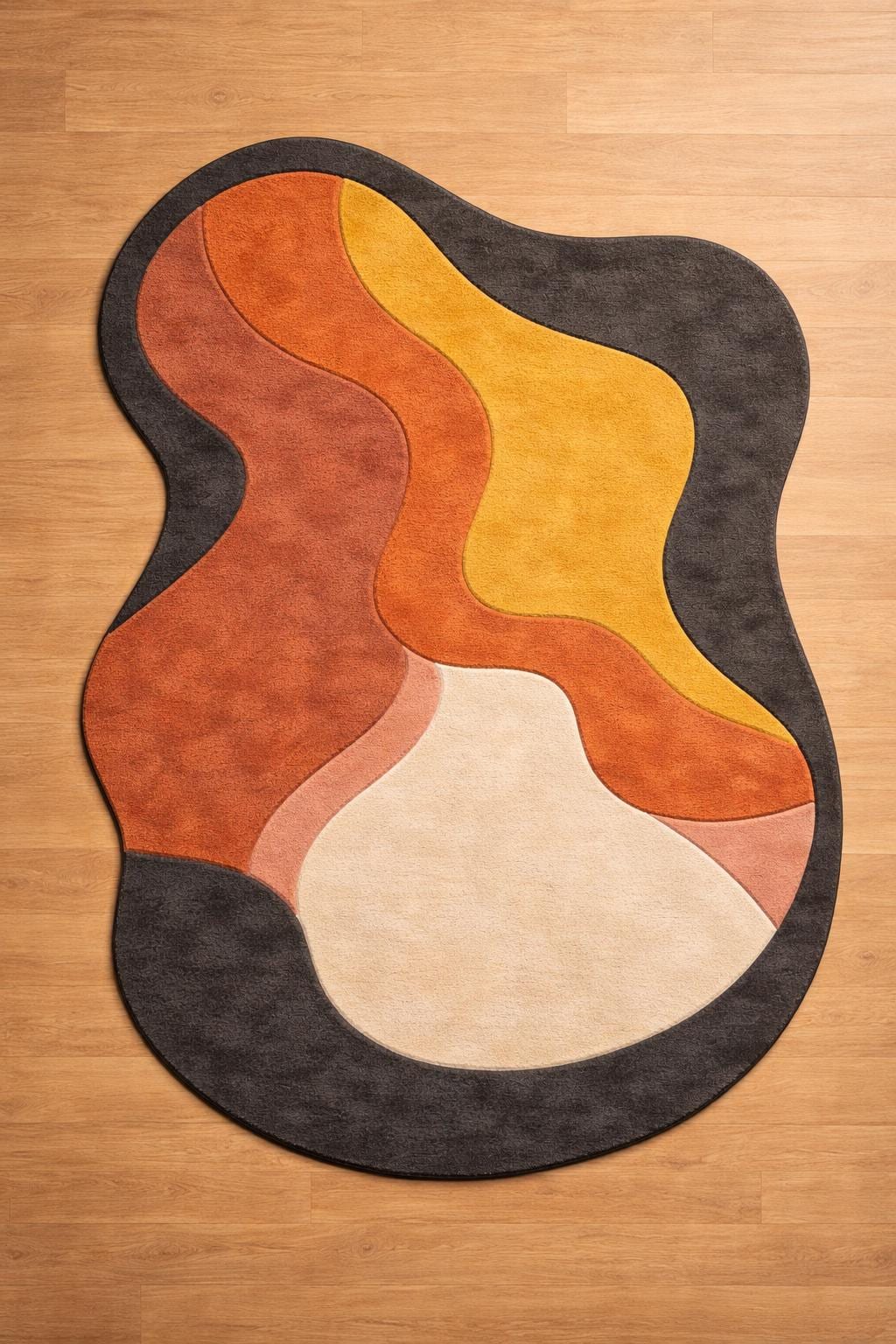 Handmade Abstract New Zeland Wool Area Rug, Organic Interior Contemporary Plush Carpet