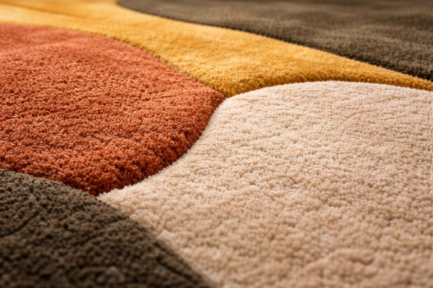 Handmade Abstract New Zeland Wool Area Rug, Organic Interior Contemporary Plush Carpet