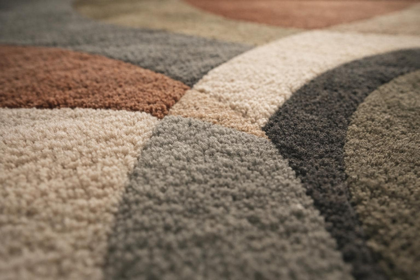 New Zealand Wool Abstract Geometric Area Rug, Mid Century Modern Living Room Carpet