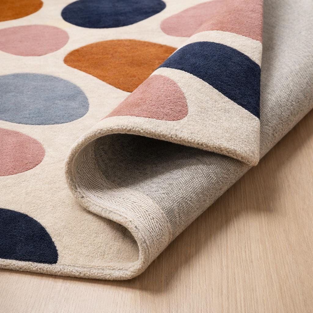 Colorful Abstract Hand made Wool Area Rug, Modern Geometric Carpet for interior