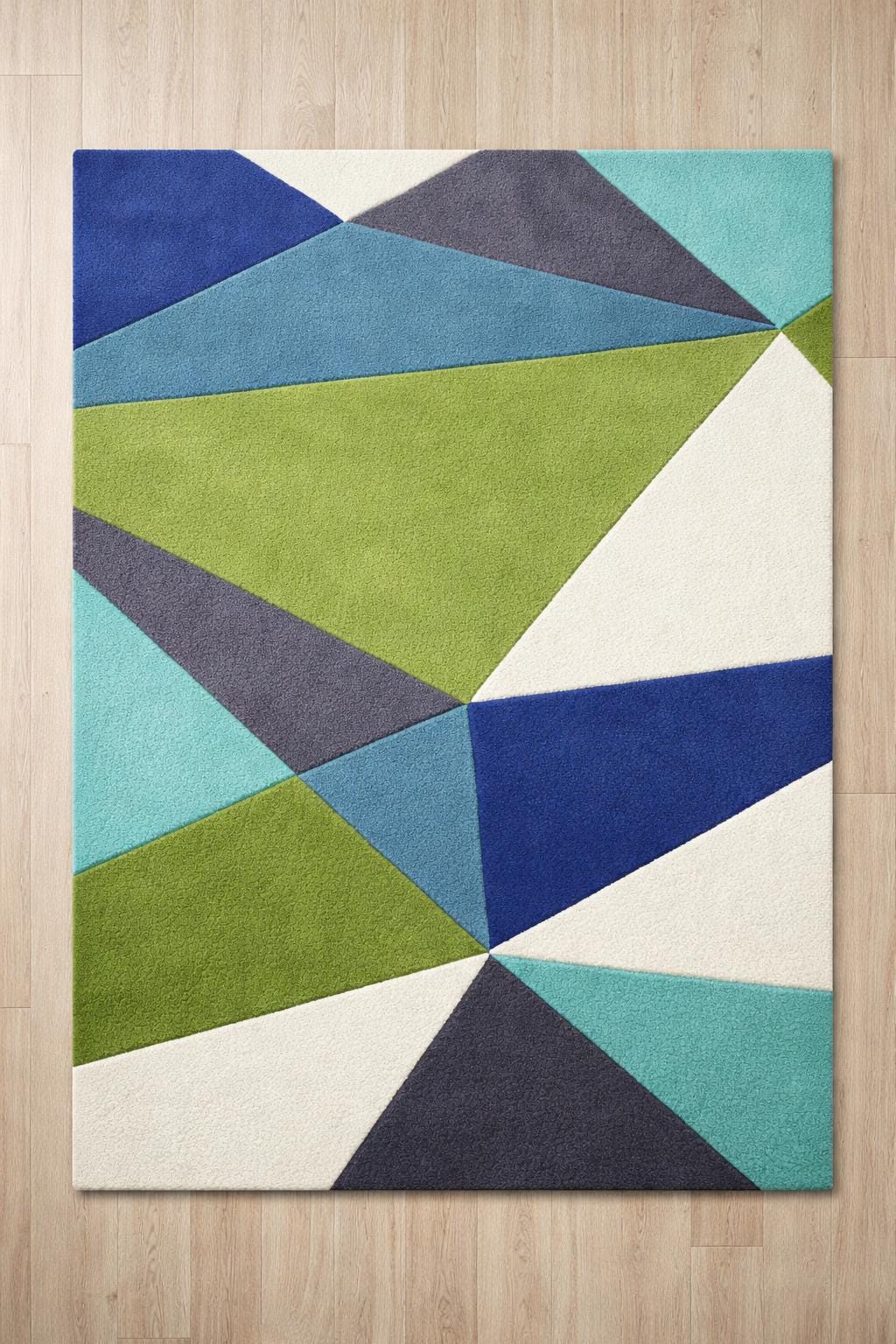 Hand Tufted Wool Geometric Rug | Modern Abstract Blue Green Area Carpet 8x10