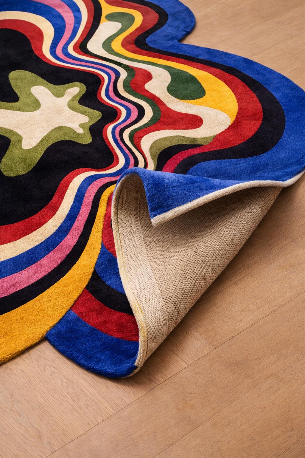 Hand Tufted Wool Rug | Vibrant Irregular Abstract Shape, Modern Artistic Design