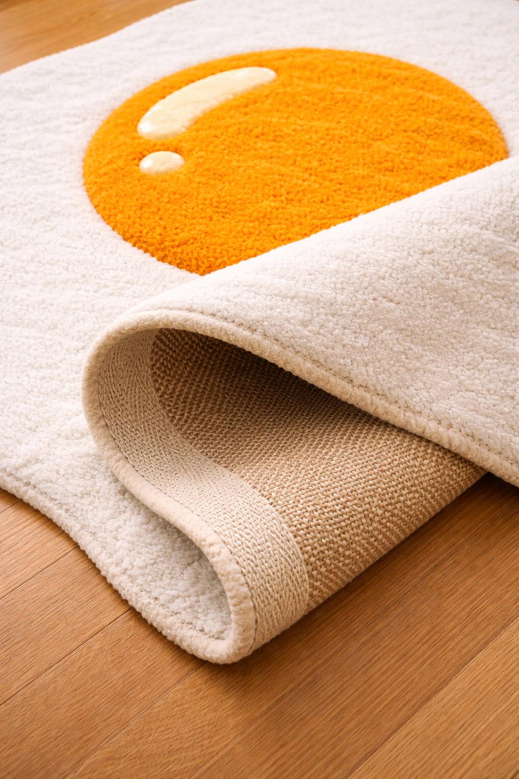 Hand Tufted Fried Egg Shaped Wool Rug | Plush Cozy Area Carpet