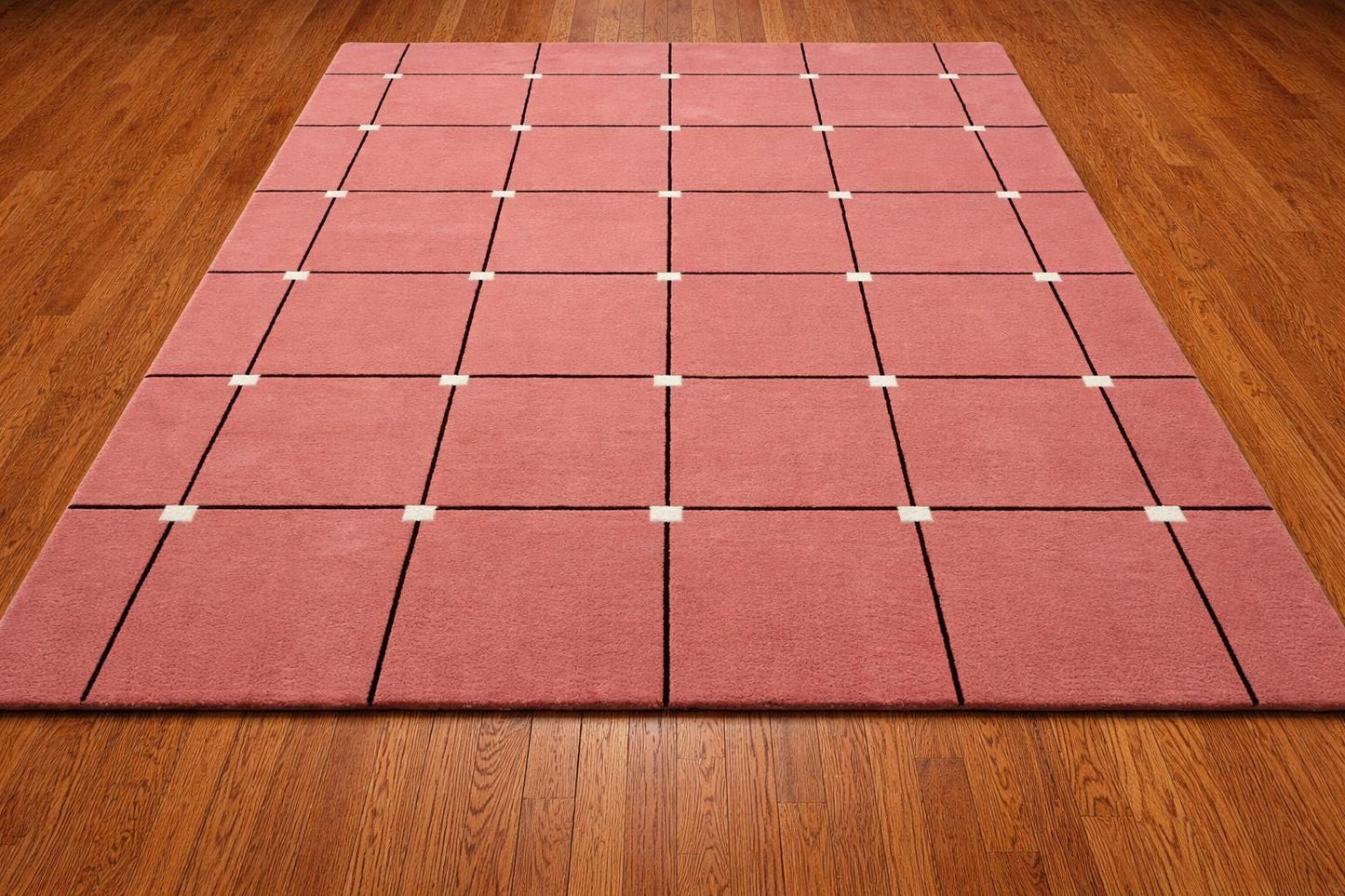 Hand Tufted Wool Area Rug, Geometric Grid Pattern, Minimalist Living Room Carpet