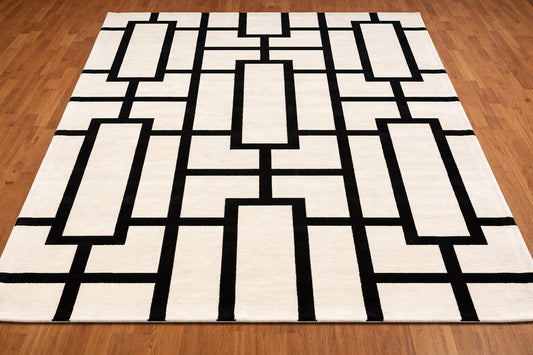 Hand Tufted New Zealand Wool Rug, Modern Geometric Area Carpet