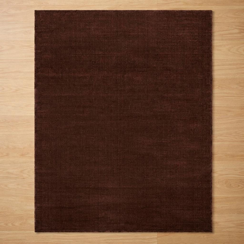 Hand Tufted Wool Area Rug | Solid Burgundy Modern Carpet