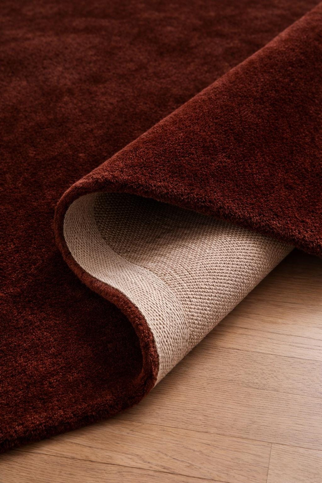 Hand Tufted Wool Area Rug | Solid Burgundy Modern Carpet