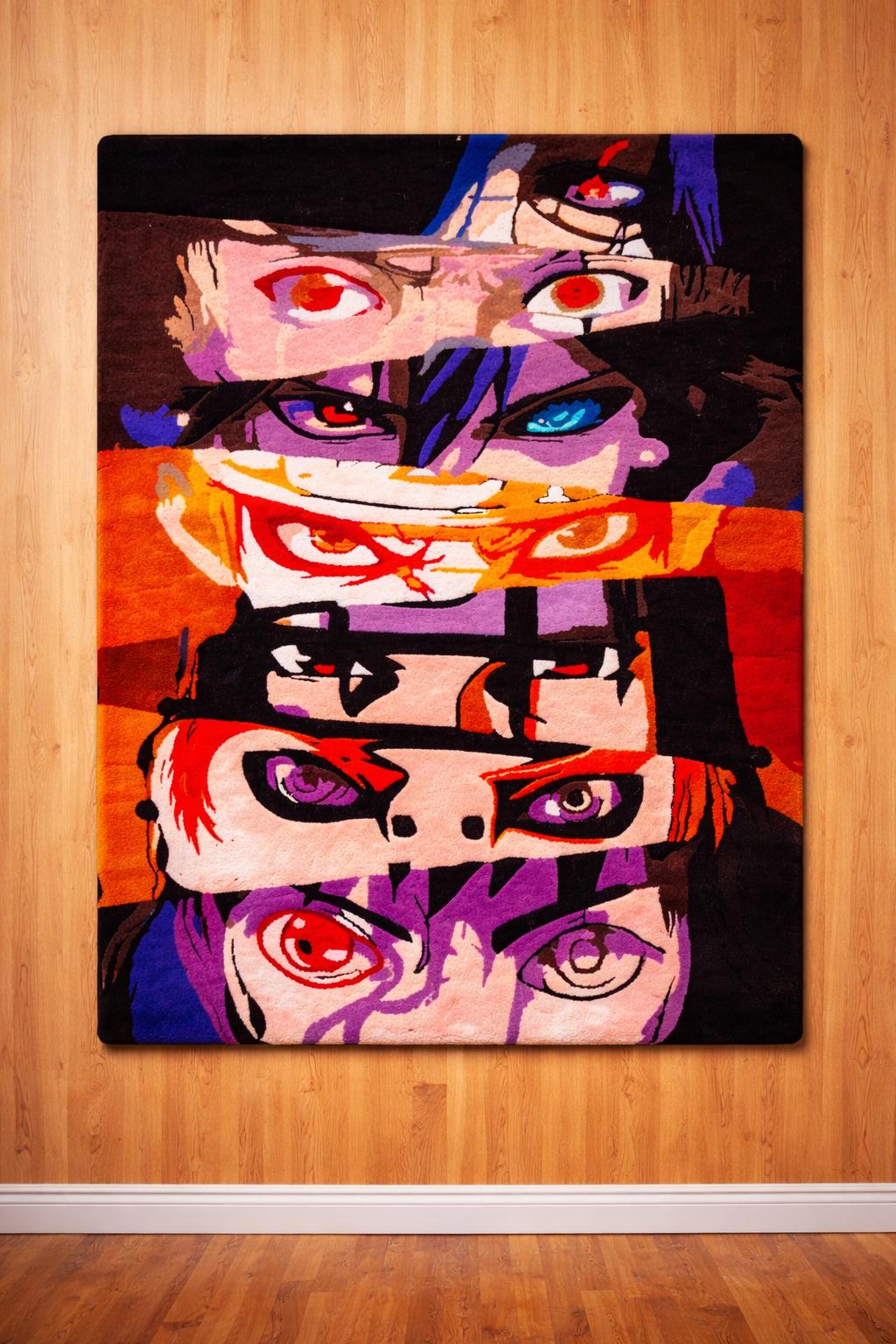 Anime Eyes Tufted Rug, Handmade Character Art Carpet, Otaku Room Decor Floor Rug