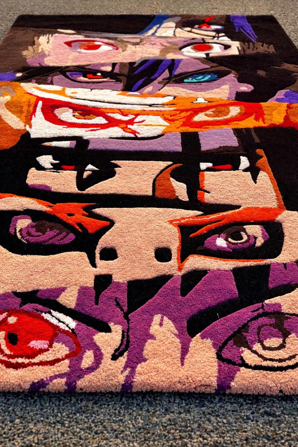 Anime Eyes Tufted Rug, Handmade Character Art Carpet, Otaku Room Decor Floor Rug